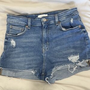 H&M Blue Distressed Denim Shorts
